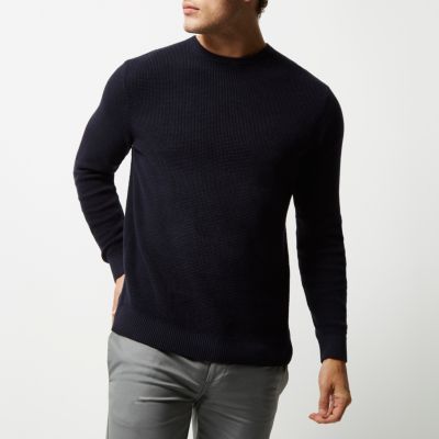 Navy textured jumper